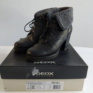 Geox Respira Anais Lace-Up Heeled Ankle Boots – Black, Women's 8